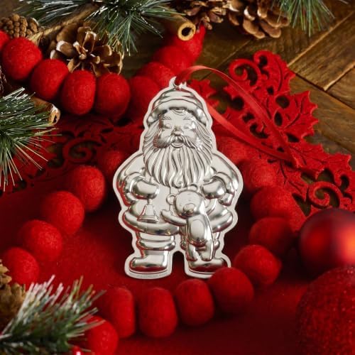 Wallace Sterling Silver Santa Ornament 2026-10th Edition Annual Collectible Christmas Ornament, Handcrafted in USA, Includes Gift Box and Velvet Pouch - Image 2