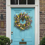 J'FLORU Spring Wreath 24 Inch Summer Wreaths for Front Door Artificial Flower Wreath with Daisy and Lavender for Indoor Outdoor and Easter Celebration - Image 5