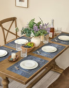 Leetaltree Denim Blue Placemats Set of 12 - Heat Resistant Non-Slip Place mats for Dining Table, Washable Durable PVC Vinyl Woven Table Mats（Denim Blue, 12） - Image 3