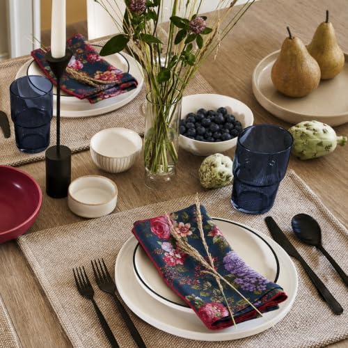 100% Cotton Printed Cloth Napkins Set of 6, 18x18 Inch Reusable Dinner Napkins, Soft Washable Floral Table Napkins for Dining, Parties & Hosting - Navy Floral - Image 7