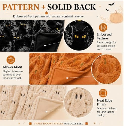 Halloween Throw Blanket Decorative Pattern for Sofa and Bedroom Fall Decor - Image 4