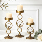 Brass Candle Holders for Pillar Candles Set of 3 - Image 2