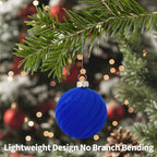 Garvee 25 Pcs Christmas Ball Ornaments, 2.36 in Blue Velvet Flocked Xmas Holiday Ball Set, Shatterproof & Lightweight Plastic Christmas Decorations for Trees Parties - Image 7