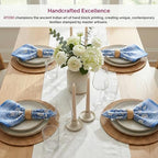 ATOSII Azora Blue 100% Cotton Fall Cloth Designer Dinner Napkins, Handblock Print, Washable Durable Linen for Everyday Use Wedding Parties Outdoors Christmas Thanksgiving I 20 X 20 Inches I Set of 4 - Image 3
