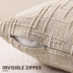 decorUhome Textured Chenille Throw Pillow Covers 22x22 Set of 2 Ivory - Image 3