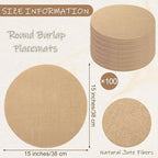 Kochorie 100 Pieces Burlap Placemats 15 Inch Round - Image 2