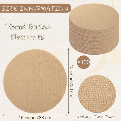 Kochorie 100 Pieces Burlap Placemats 15 Inch Round - Image 2
