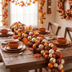 Suncalla 6ft Fall Bead Garland Orange Brown Gold Glitter Thanksgiving Decor - Image 3