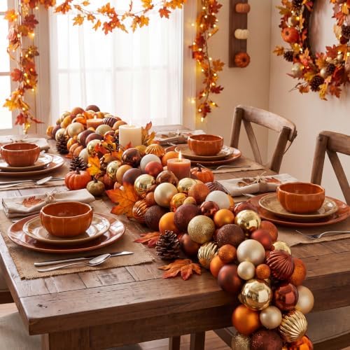 Suncalla 6ft Fall Bead Garland Orange Brown Gold Glitter Thanksgiving Decor - Image 3