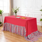 Fanqisi Red Ruffle Table Cloth Gingham Tablecloth - 80 x 120 Inch Polyester Tablecloths Rectangle Washable Farmhouse Table Cover for Birthday Wedding Picnic Dessert Party Decoration - Image 7