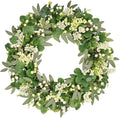 Vlorart 28 inch Eucalyptus Wreath for Front Door, UV Resistant Spring Wreath with Boxwood & Berries, Full & Realistic Greenery Wreaths Spring Decor Outdoor for Home, Farmhouse - All Seasons by Vlorart