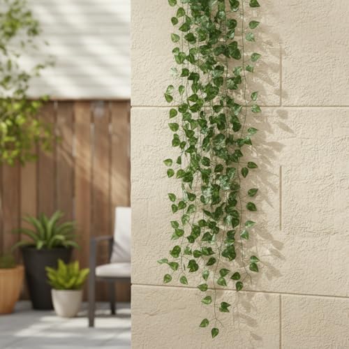 60 Pack 420 Feet Fake Greenery Hanging Garland, Artificial Ivy Leaf Plants, Vine Leaves, Flowers Foliage for Bedroom Garden Wall Decor - Image 4