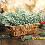 75 Pcs Christmas Glitter Tree Picks 3 Styles Berry Stems, Light Green - Image 4