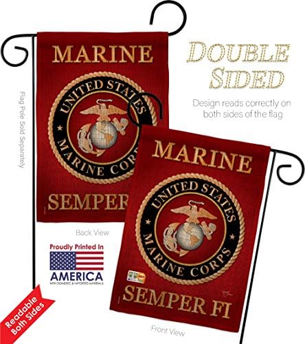 Marine Corps Burlap Garden Flag - Pack Armed Forces USMC Semper Fi United State American Military Veteran Retire Official USA Applique - House Banner Small Yard Gift Double-Sided Made in 13 X 18.5 - Image 3