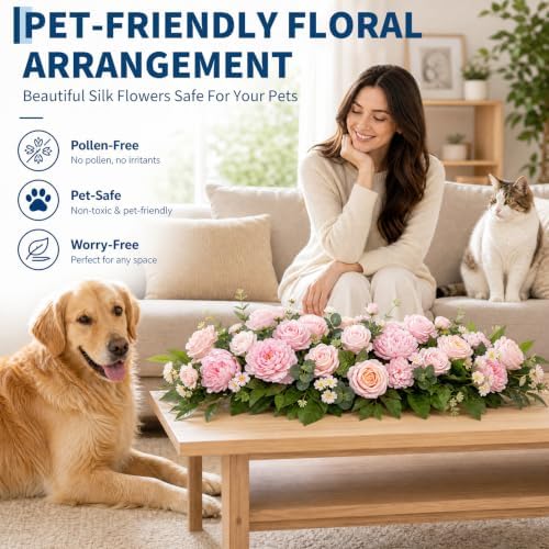 Garvee 39 Inch Artificial Rose Peony Flower Swag, Fake Arch Flowers - Image 6