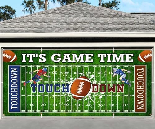 Football Garage Door Cover Banner Decorations, Football Field Themed Outdoor Car Garage Door Murals Buddy Decorations 13 X 6 Ft - Image 2