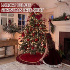Velvet Christmas Tree Skirt, 48 Inches, 2-Tier Tassels, Red - Image 5