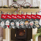 Set of 8, 18" Dia Personalized Gray Christmas Stockings with Embroidery Names, with Holders,Quality Thick Fleece Material Stockings for Family Décor(Set of 8) - Image 6