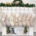 GEXWORLDWIDE GEX Christmas Stockings 8 Pack for Family 20" Large Rustic Farmhouse Country Xmas Stockings with Tassels Hanging Ornament Decorations for Fireplace Xmas Season (Beige, Set of 8) by GEXWorldwide