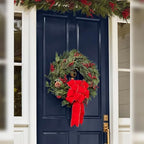 Balsam Hill Outdoor Red Berry Pine Christmas Wreath - Fresh Traditional Front Door Wreath with Natural Elements with LED Clear Lights, Plug-in, 48" - Image 2