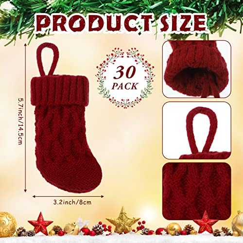 BBTO 30 Pcs Mini Christmas Stockings, 5 Inch Knitted,Red, White, Green - Image 2