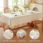 Zobesta White Linen Tablecloth Rectangle 53x86 Inch Cotton Table Cloth - Image 3