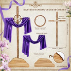 Bucherry 71 Inch Easter He Is Risen Decoration Outdoor Extra Large Wood Cross Decoration Religious Standing Cross with Wreath and Purple Ribbon Easter Yard Sign for Lawn Communion Church Wedding Party - Image 2
