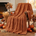 Horaldaily Fall Caramel Orange Pumpkin Faux Fur Throw Blanket 60x80 by Horaldaily