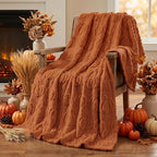 Horaldaily Fall Caramel Orange Pumpkin Faux Fur Throw Blanket 60x80 by Horaldaily