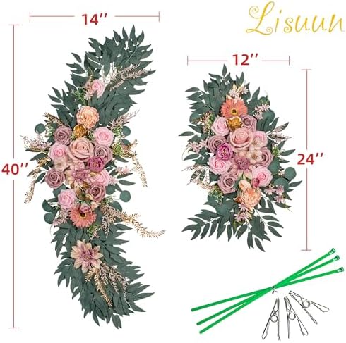 Lisuun Artificial Wedding Arch Flowers, 2 Large Floral Swags - Image 6