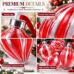 Civaner 9 Pcs Vintage Neutral Christmas Ball Ornaments, Red and Clear - Image 4