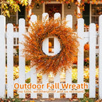 26" Autumn Fall Wreath with Orange Eucalyptus Leaf for Front Door/Outdoor - Image 4