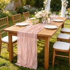 DeZerlor Dusty Pink Cheesecloth Table Runners 12 Pack Summer Boho Runners - Image 3