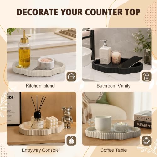 11 in Resin Coffee Table Tray for Home Decor,Bandejas Decorativas para La Sala for Coffee Table Decor,Modern Organizer for Living Room&Kitchen Counter(Model A Beige) - Image 5