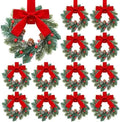 Knitgrip 12 Pcs Mini Christmas Kitchen Wreath with Red Bow Pine Cone Decor by Knitgrip