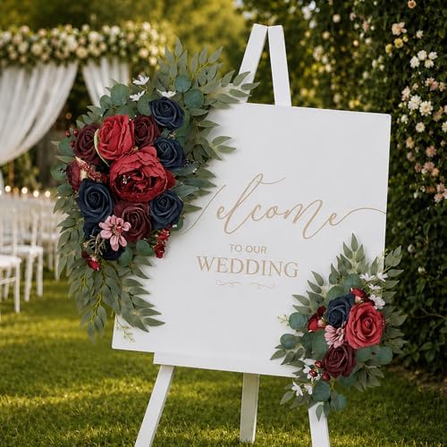 Artificial Wedding Arch Flowers Floral Swag Welcome Sign Ceremony Decor - Image 6