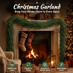 Grooy 6FT Christmas Norfolk Pine Garlands Set of 2 for Mantel Decor - Image 2