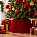 Skylety Red Velvet Christmas Tree Collar 24‘’ Tree Base Cover - Image 4