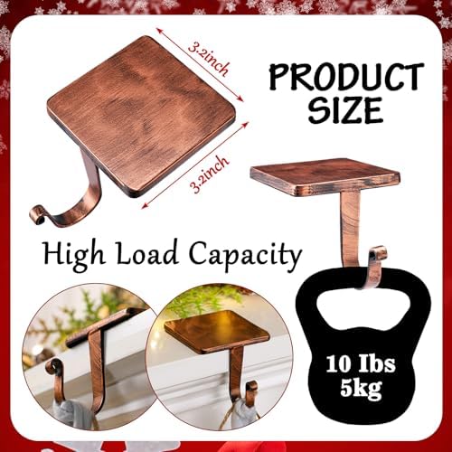 Tandefio 4 Pcs Christmas Stocking Holders for Mantle, Vintage Copper - Image 2