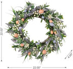 Glitzhome 22" D Easter Wreath with Artificial Easter Eggs Berries and Lavender for Front Door Wall Decor, Spring Easter Garland with Colored Eggs Berries Holiday Decoration - Image 2