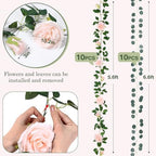 10 Pcs 5.6 ft Artificial Rose Eucalyptus Garlands - Image 2