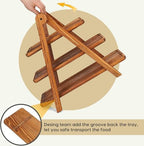 Wooden 3 Tier Serving Tray, Detachable Cupcake Stand, Rectangle Serving Platter Three Tiered Stand,Fruit,Appetizer,Dessert Decorative Tray Decor Party Food Table Display - Image 6