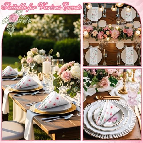 24 Pcs Fresh Floral Cloth Napkins for Wedding Wildflower 15" x 15" - Image 5
