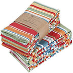 Ruvanti Cloth Napkins 12 Pack, 100% Cotton High GSM 18" x18” – Multi Strip by Ruvanti