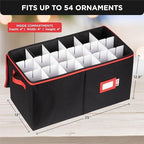 Christmas Ornament Storage Container with Dividers - Box Stores Up to 54 Ornaments, Zippered, Convenient, Adjustable, Large Organizer Bin to Protect Holiday Décor, Fits Most Standard Size, Black - Image 6