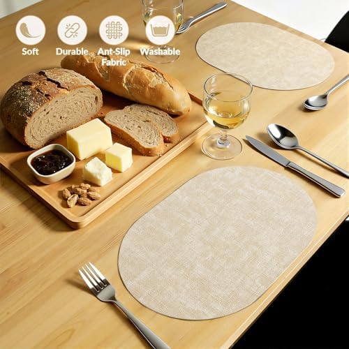 homing Heat Resistant Oval Placemats Set of 6, Beige - Image 6