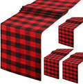 Black Red Table Runner 4Packs 13x108 Inch Plaid Table Runner Christmas by B-COOL