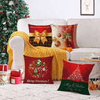 YeeJu Set of 4 Christmas Decorative Throw Pillow Covers Christmas Holiday Velvet Pillow Cases Xmas Red Green Cushion Covers Outdoor Sofa Home Bed Decor Home Decorations 26x26 Inch - Image 5