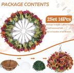 GTIDEA Fall Hanging Baskets 16 Pcs Artficial Fall Flowers for Outdoors - Image 6