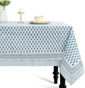 CPC Tablecloth 100% Cotton 60x60 Inch Indian Block Print Square Table Cover, Table Cloth for Weddings, Spring/Summer, Barbeque - Apatite Blue by COTTONPRINTCLUB